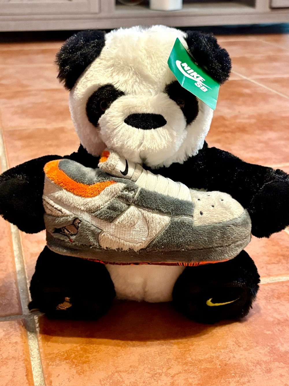 Nike sb pigeon Panda Plush Toy with Gray & White Sneaker